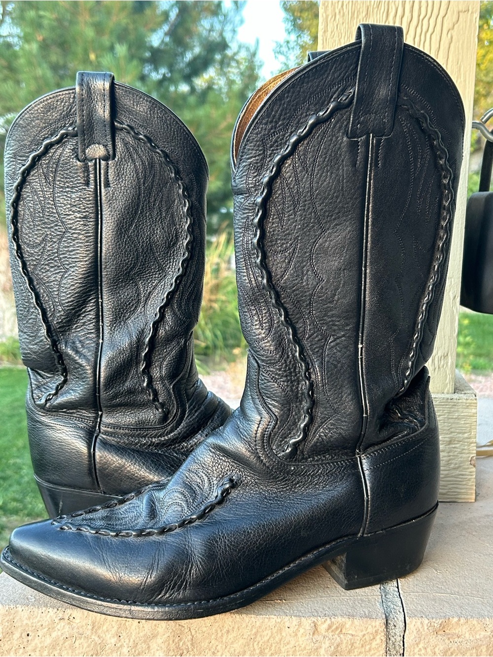 Excellent! VTG Mens DAN POST Albany Bucklace Leather Western Boots 8.5 D